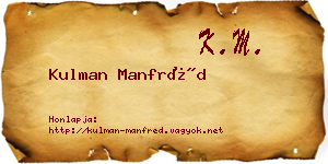Kulman Manfréd névjegykártya